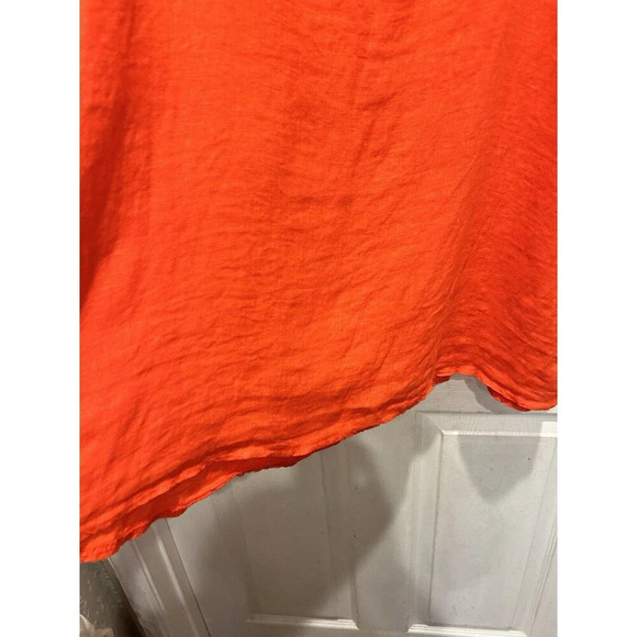 Bellambra Linen Tunic Cap Sleeve Top Italy Orange Plus Size 2X Lagenlook Coastal - Picture 5 of 8